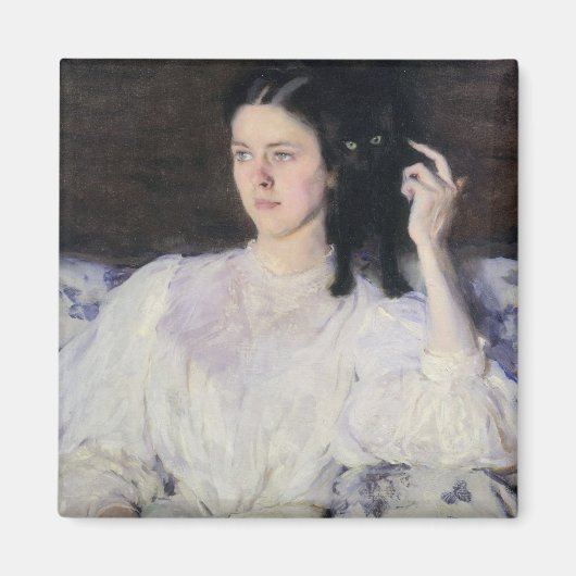 Sita und Sarita oder Young Girl mit einer Katze Magnet (Vorne)