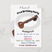 Sitar-Cartoon-Abbildung Einladung (Vorne/Hinten)