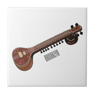 Sitar-Cartoon-Abbildung Fliese