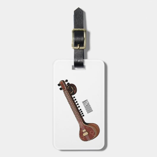 Sitar-Cartoon-Abbildung Gepäckanhänger (Vorderseite vertikal)