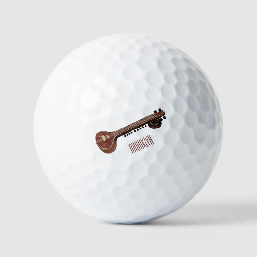 Sitar-Cartoon-Abbildung Golfball (Vorderseite)