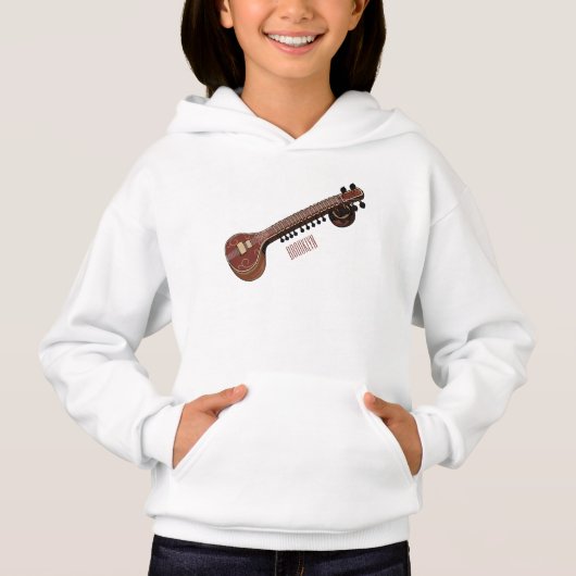 Sitar-Cartoon-Abbildung Hoodie (Vorderseite)