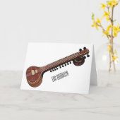 Sitar-Cartoon-Abbildung Karte (Gelbe Blume)