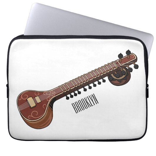 Sitar-Cartoon-Abbildung Laptopschutzhülle (Vorderseite)