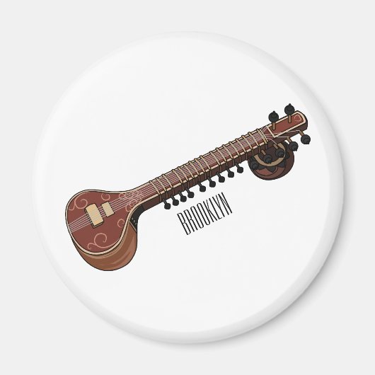 Sitar-Cartoon-Abbildung Magnet (Vorne)