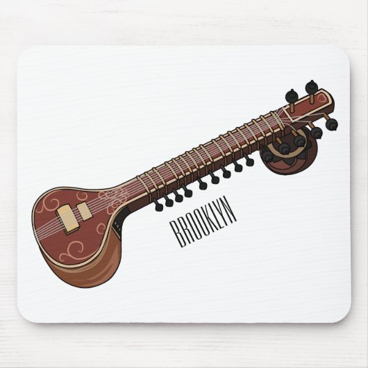Sitar-Cartoon-Abbildung Mousepad (Vorne)