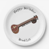 Sitar-Cartoon-Abbildung Pappteller (Vorderseite)