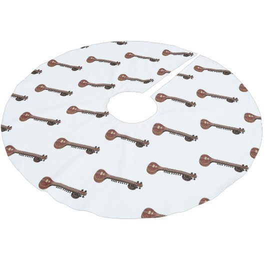 Sitar-Cartoon-Abbildung Polyester Weihnachtsbaumdecke (Schrägansicht)