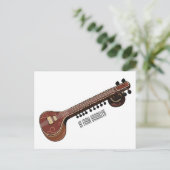 Sitar-Cartoon-Abbildung Postkarte (Stehend Vorderseite)