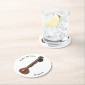 Sitar-Cartoon-Abbildung Runder Pappuntersetzer (Vor Ort)