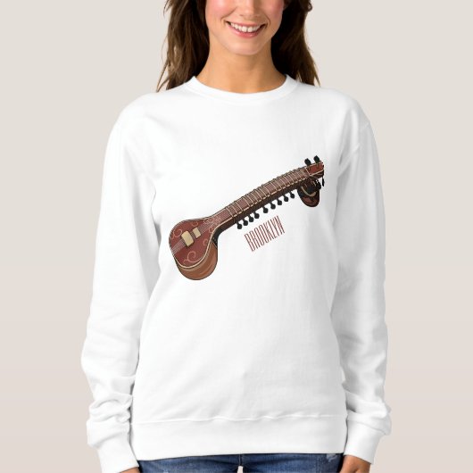 Sitar-Cartoon-Abbildung Sweatshirt (Vorderseite)