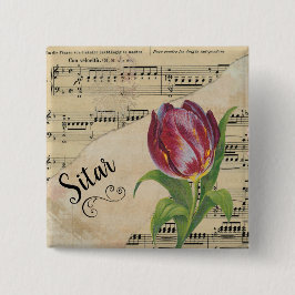 Sitar Elegant Tulip Vintage Noten Button