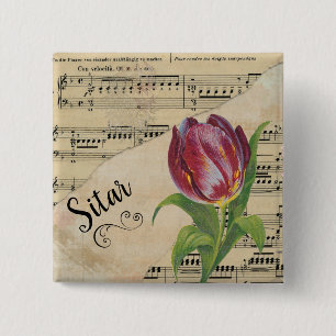 Sitar Elegant Tulip Vintage Noten Button