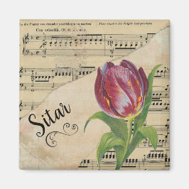 Sitar Elegant Tulip Vintage Noten Magnet