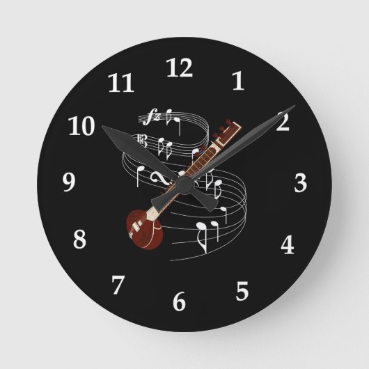 Sitar Runde Wanduhr (Vorderseite)