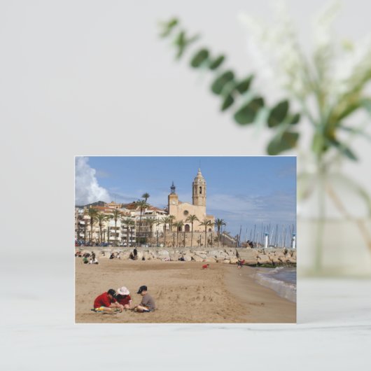 Sitges, Barcelona, jocs a la platja Postkarte (Stehend Vorderseite)