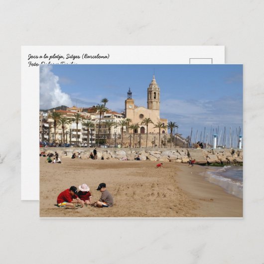 Sitges, Barcelona, jocs a la platja Postkarte (Vorne/Hinten)