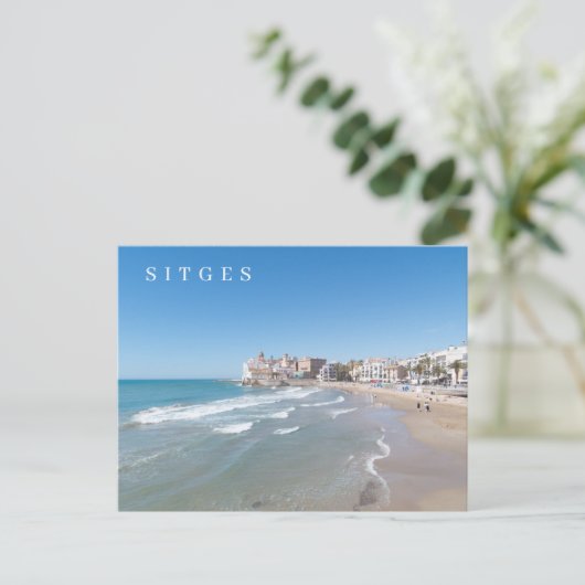 Sitges Blick auf den Strand Postkarte (Stehend Vorderseite)