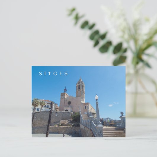 Sitges Kirchenansicht Postkarte (Stehend Vorderseite)