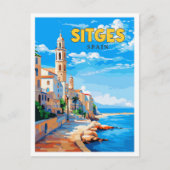 Sitges Spain Vintage Reise Illustration Postkarte (Vorderseite)