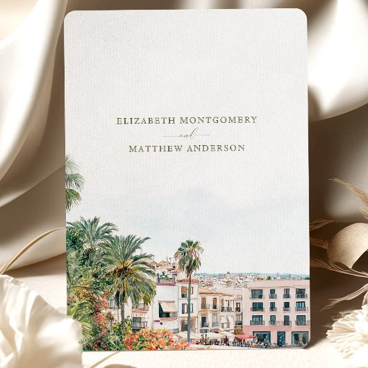 Sitges Spanien Hochzeit in Urlaubsort Rett-the-Dat Einladung