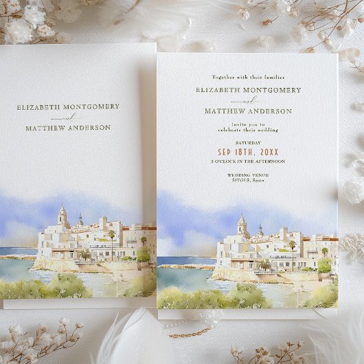 Sitges Spanien Hochzeit in Urlaubsort Rett-the-Dat Einladung