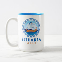 Sithonia, Griechenland, griechisches Schiffsdesign Zweifarbige Tasse