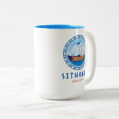 Sithonia, Griechenland, griechisches Schiffsdesign Zweifarbige Tasse (VorderseiteRechts)