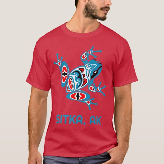 Sitka Alaska Blue Red Frog PNW Indian Art Native A T-Shirt (Vorderseite)