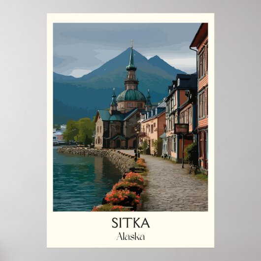 Sitka Alaska Historische Uferpromenade Stadt Poster (Vorne)