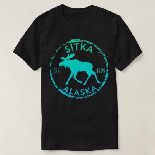 Sitka Alaska Moose Gradient Distressed Souvenir T-Shirt (Design vorne)