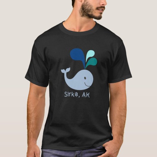 Sitka Alaska Niedlich Whale Lover Cartoon T-Shirt (Vorderseite)