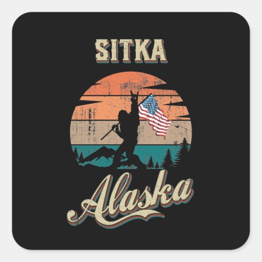 Sitka Alaska Quadratischer Aufkleber (Vorderseite)