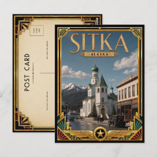 Sitka Alaska Vintage Art Deco Golden Age P Postkarte
