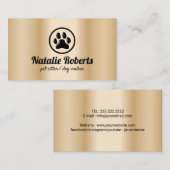 Sitter Dog Walker Paw Logo Modern Gold Visitenkarte (Vorne/Hinten)