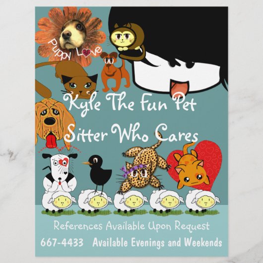 Sitter Flyer Viele Niedliche Tiere (Vorne)