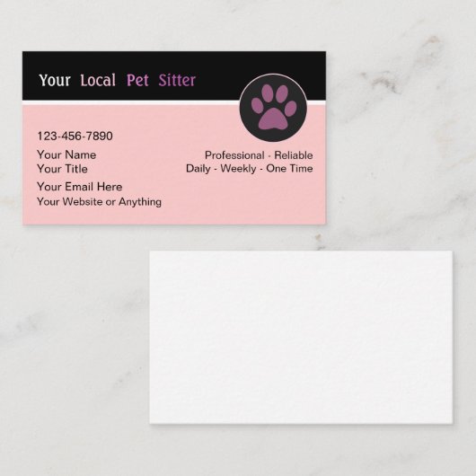 Sitter mit angesagten, einfachen Visitenkarten Visitenkarte (Vorne/Hinten)