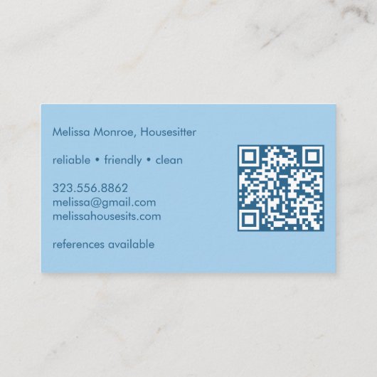 Sitter Niedliche Vordertür kundenspezifischer QR-C Visitenkarte (Rückseite)