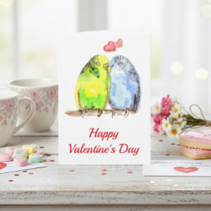 Sittich Liebesvögel Valentinstag Wasserfarben Karte
