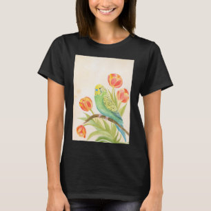 Sittich mit Tulpen Exotische Haustiere T-Shirt