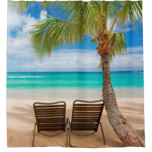 Sittin einfacher tropischer Strand-Duschvorhang Duschvorhang