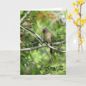 Sittin hier, weiblicher Kardinal Karte (Gelbe Blume)