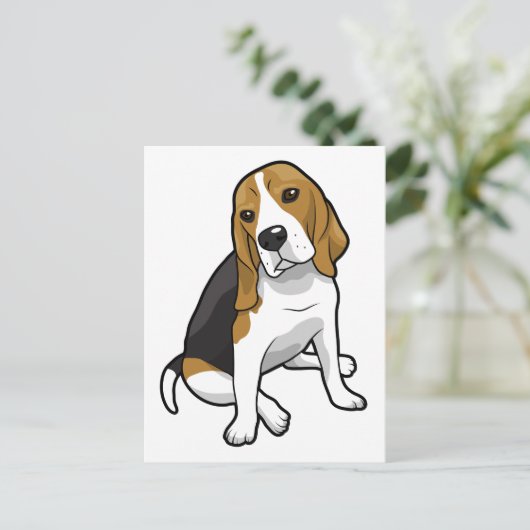 Sitting-Beagle Postkarte (Stehend Vorderseite)