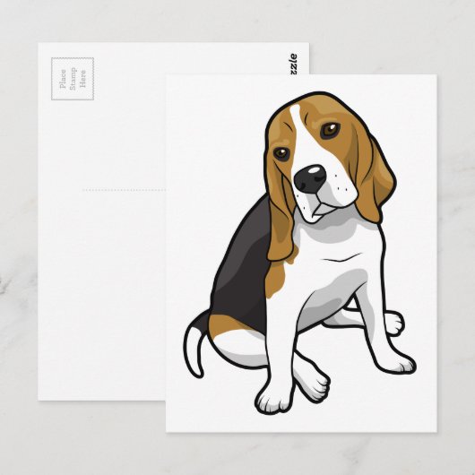 Sitting-Beagle Postkarte (Vorne/Hinten)