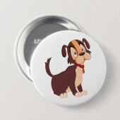 Sitting Brown Puppy Sweet Happy Dog Button (Vorne & Hinten)
