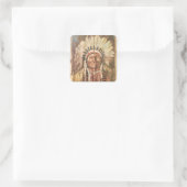 Sitting Bull Indischer Chef Quadratischer Aufkleber (Tasche)