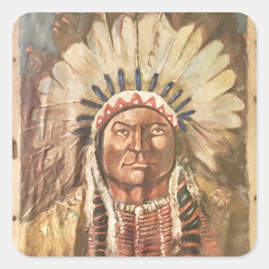 Sitting Bull Indischer Chef Quadratischer Aufkleber (Vorderseite)