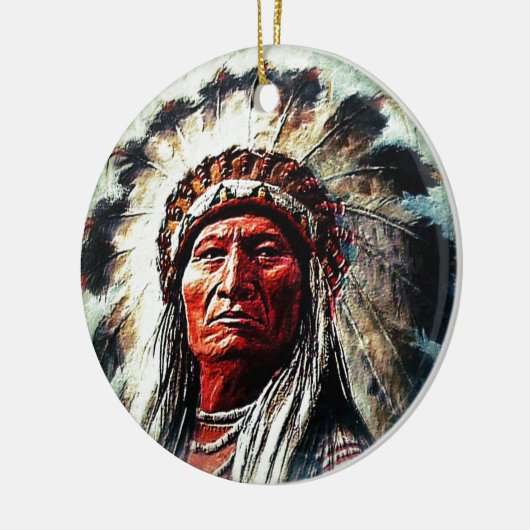 Sitting Bull Keramik Ornament (Links)