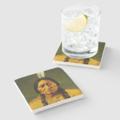 Sitting Bull Native American First Nations Chef Steinuntersetzer (Seitenansicht)