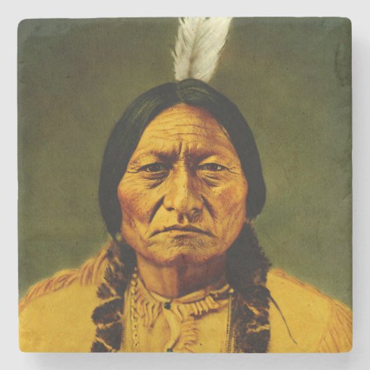 Sitting Bull Native American First Nations Chef Steinuntersetzer (Vorderseite)